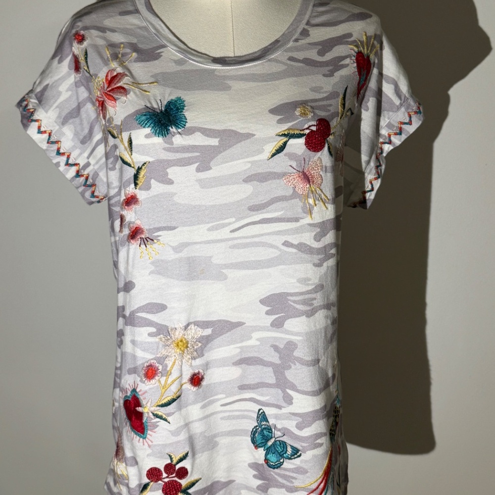 Johnny Was, Adara Relaxed Embroidered T-shirt, Size XS